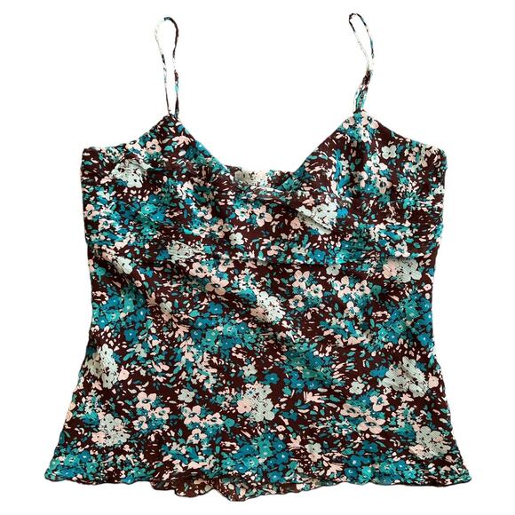 GUESS JEANS Brown Floral Spaghetti Top, M - Picture 1 of 6
